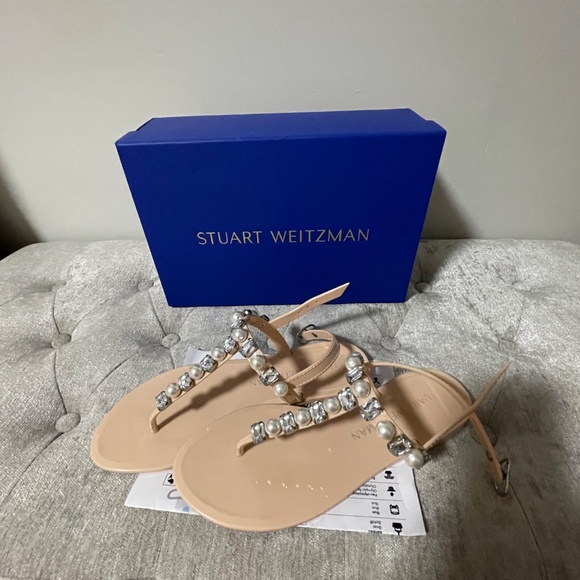 Stuart Weitzman Goldie Crystal Jelly Sandal - Picture 1 of 8